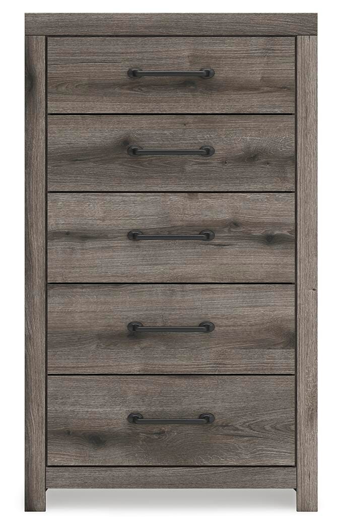 Graystorm Twin Panel Bed with Storage, Dresser, Mirror and Chest in Brown Gray - PKG021383