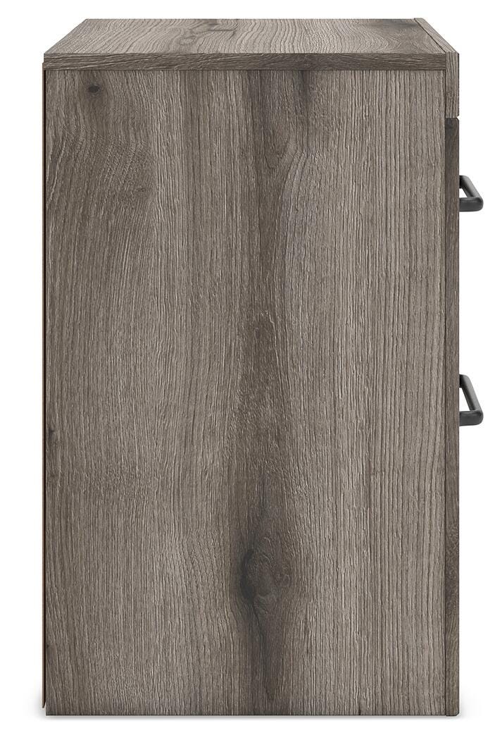 Graystorm Twin Panel Bed with Storage, Dresser, Mirror and Nightstand in Brown Gray - PKG021382