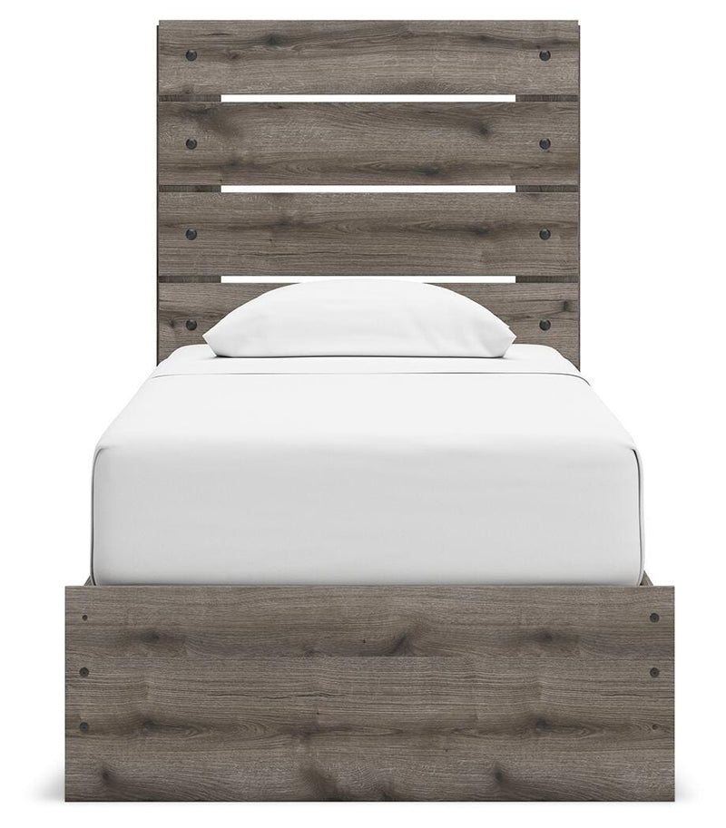 Graystorm Twin Panel Storage Bed, Dresser and Nightstand in Brown Gray - PKG021370