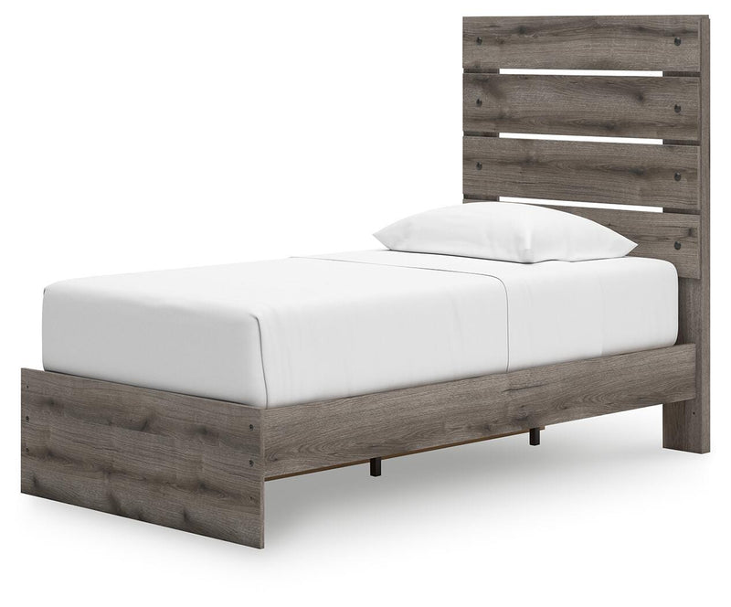Graystorm Twin Panel Storage Bed, Dresser and Nightstand in Brown Gray - PKG021370
