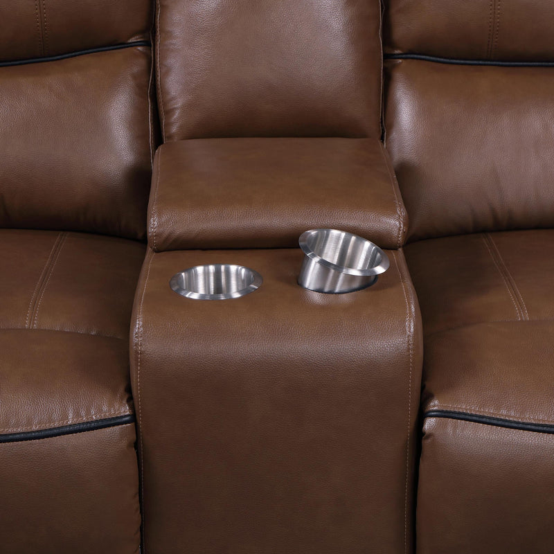 Greenfield 2-piece Power Reclining Sofa Set Saddle Brown - 610264P-S2
