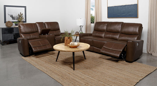 Greenfield 2-piece Power Reclining Sofa Set Saddle Brown - 610264P-S2