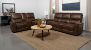 Greenfield 2-piece Power Reclining Sofa Set Saddle Brown - 610264P-S2