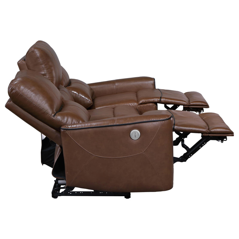 Greenfield 2-piece Power Reclining Sofa Set Saddle Brown - 610264P-S2