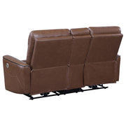 Greenfield Upholstered Power Reclining Loveseat Saddle Brown - 610265P