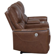 Greenfield Upholstered Power Reclining Loveseat Saddle Brown - 610265P