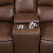 Greenfield Upholstered Power Reclining Loveseat Saddle Brown - 610265P