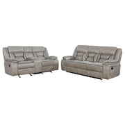 Greer 2-piece Upholstered Reclining Sofa Set Taupe - 651351-S2