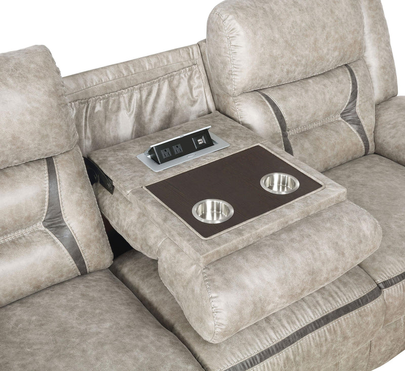 Greer 2-piece Upholstered Reclining Sofa Set Taupe - 651351-S2