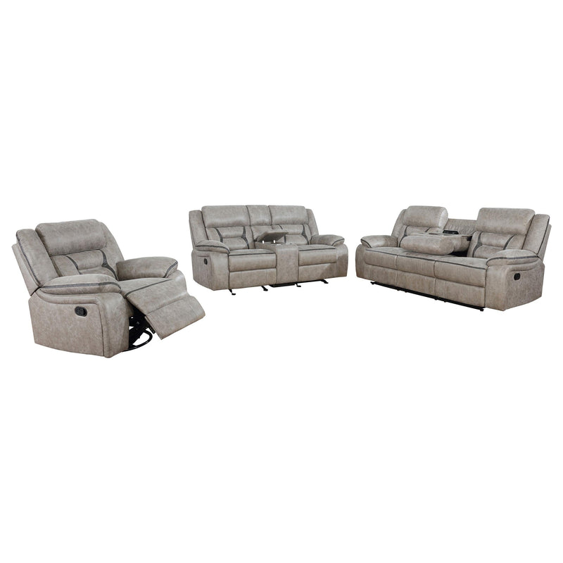 Greer 3-piece Upholstered Reclining Sofa Set Taupe - 651351-S3