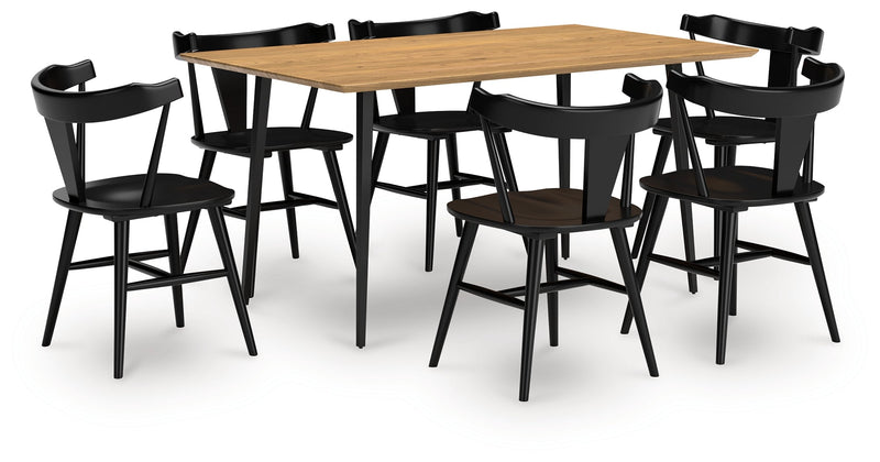 Gretlynn Dining Table and 6 Chairs in Black/Natural from Ashley - Lara Furniture