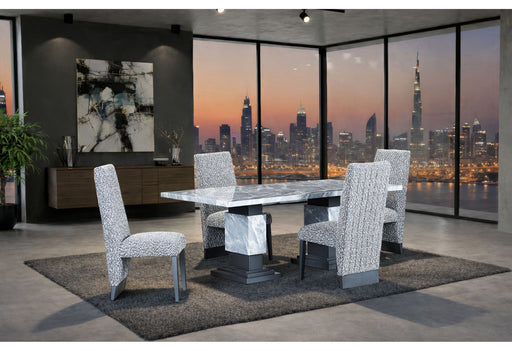 D1212 Dining Table + 4 D12dc White/Grey - D1212DT-GREY+D12DC-WHITE/GREY