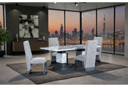 D1212 Dining Table + 6 D12dc White/Grey - D1212DT-GREY+D12DC-WHITE/GREY 7PC