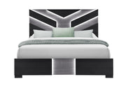 Optimus Black King Bed, Dresser, Mirror And Nighstand - OPTIMUS-BLK/GRY-KB DR MR NS