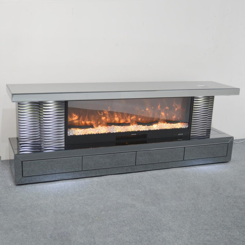 GTVS103 GREY TV STAND FIREPLACE - 210000007814