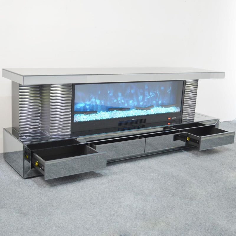 GTVS103 GREY TV STAND FIREPLACE - 210000007814