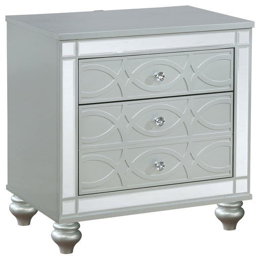 Gunnison 2-drawer Nightstand Silver Metallic - 223212