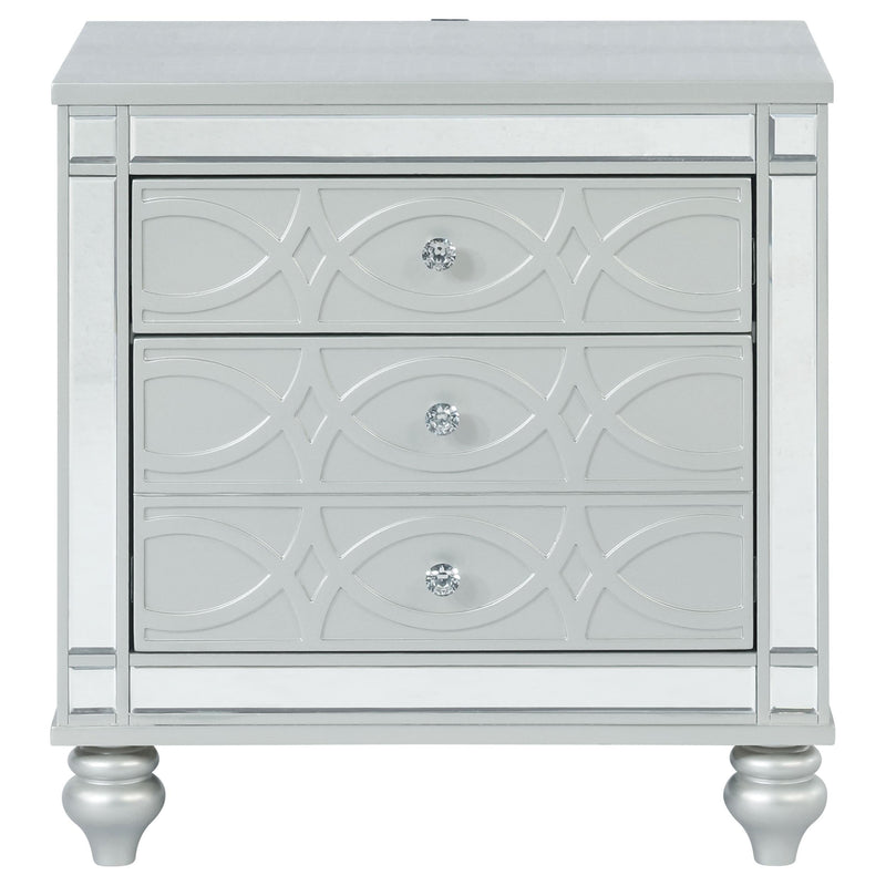 Gunnison 2-drawer Nightstand Silver Metallic - 223212