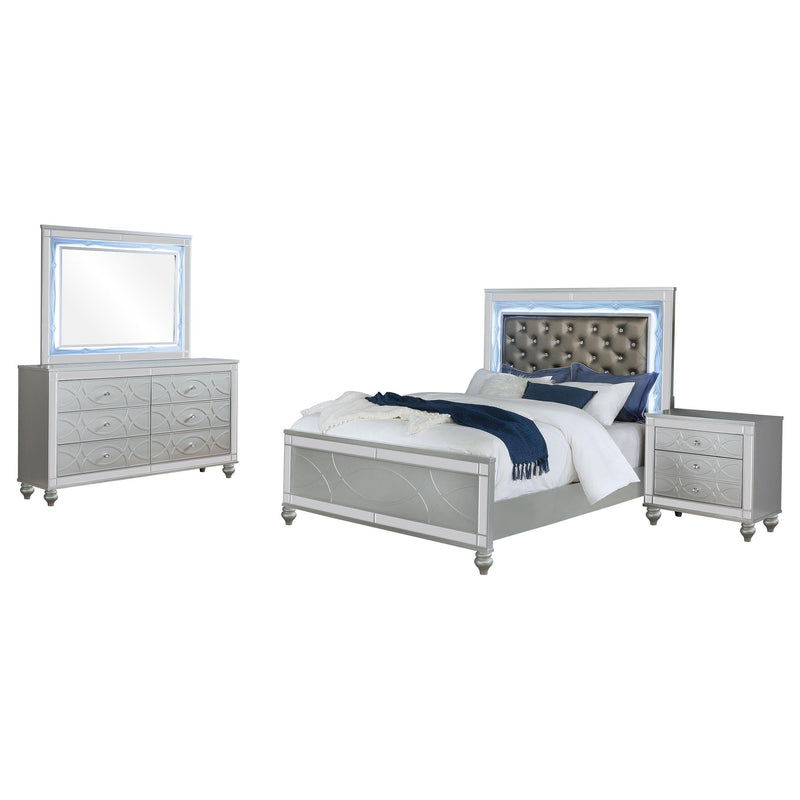 Gunnison 4-piece California King Bedroom Set Silver Metallic - 223211KW-S4