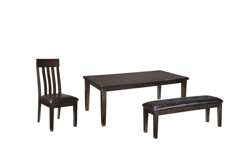 Haddigan Dark Brown Dining Table with 4 Chairs and Bench - Lara FurnitureDining Room Set