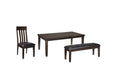 Haddigan Dark Brown Dining Table with 4 Chairs and Bench - Gate FurnitureDining Room Set