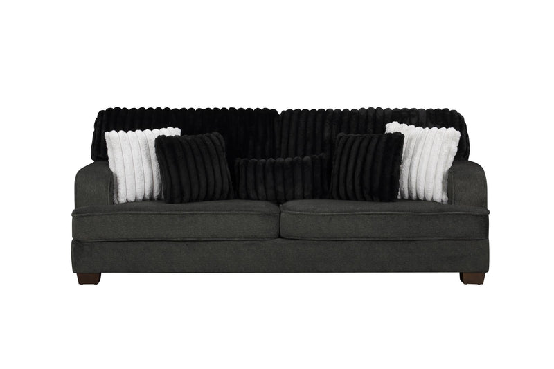 Haisley - Dark Gray Sofa with Channel Tufted Back - L403-S