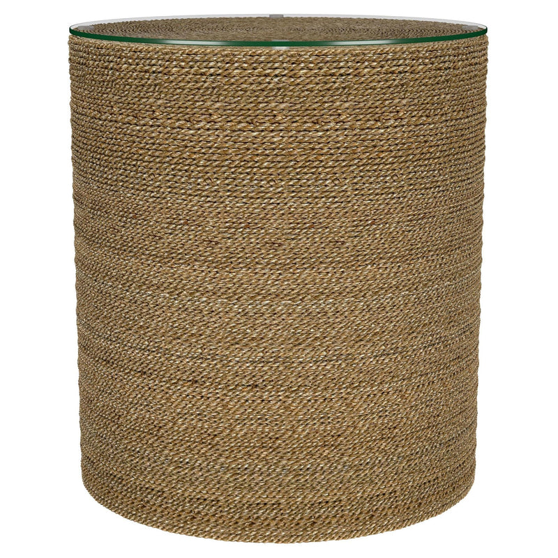 Halden Round Woven Seagrass Accent Side Table Light Brown - 930270