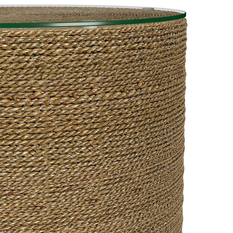 Halden Round Woven Seagrass Accent Side Table Light Brown - 930270