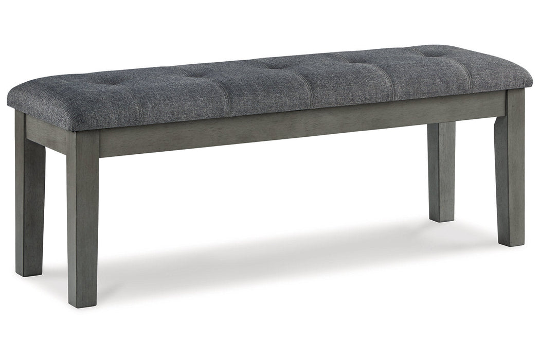 Hallanden Gray Dining Table, 4 Chairs, and Bench - Gate FurnitureDining Room Set