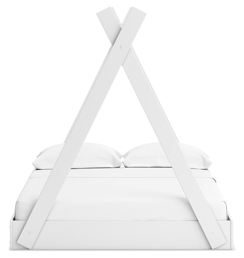 Hallityn Full Tent Bed with Dresser and 2 Nightstands in White - PKG019028