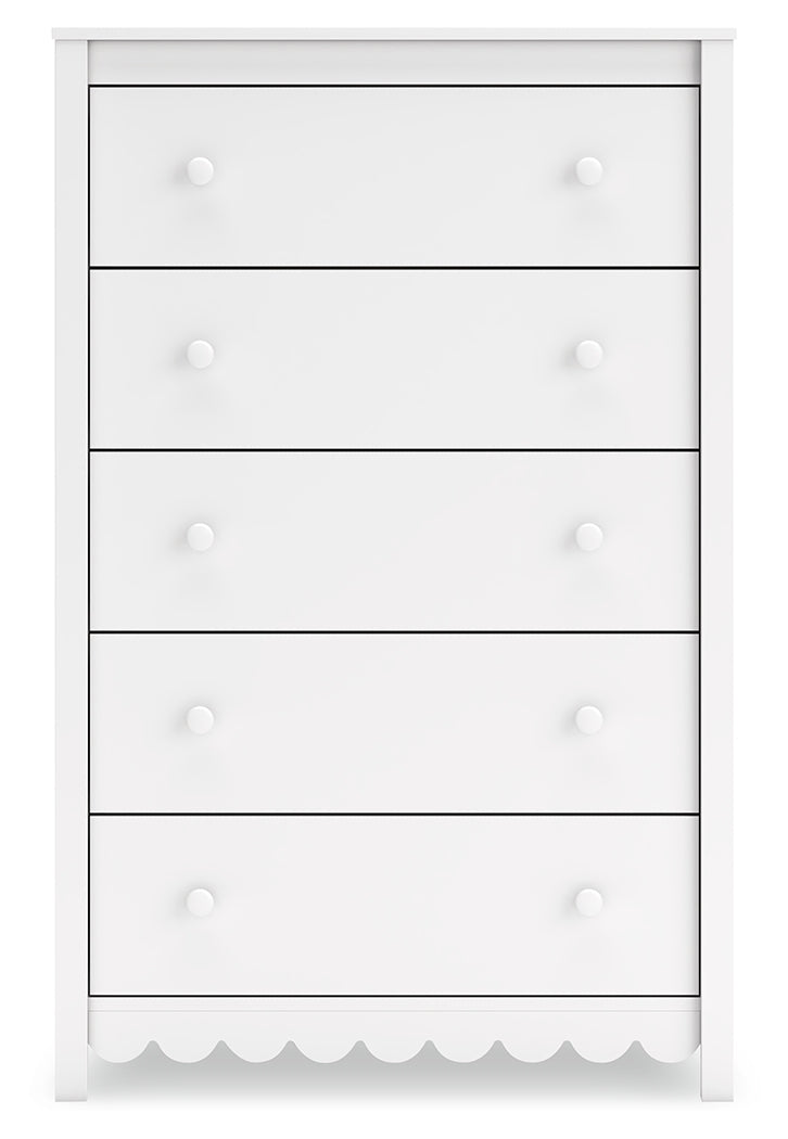 Hallityn Twin Platform Bed with Dresser and Chest in White from Ashley - Lara Furniture