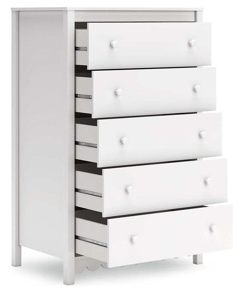 Hallityn Twin Platform Bed with Dresser and Chest in White from Ashley - Lara Furniture