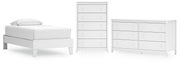 Hallityn Twin Platform Bed with Dresser and Chest in White from Ashley - Lara Furniture
