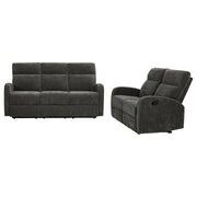 Hamilton 2-piece Chenille Manual Reclining Sofa Set Charcoal Grey - 603374-S2