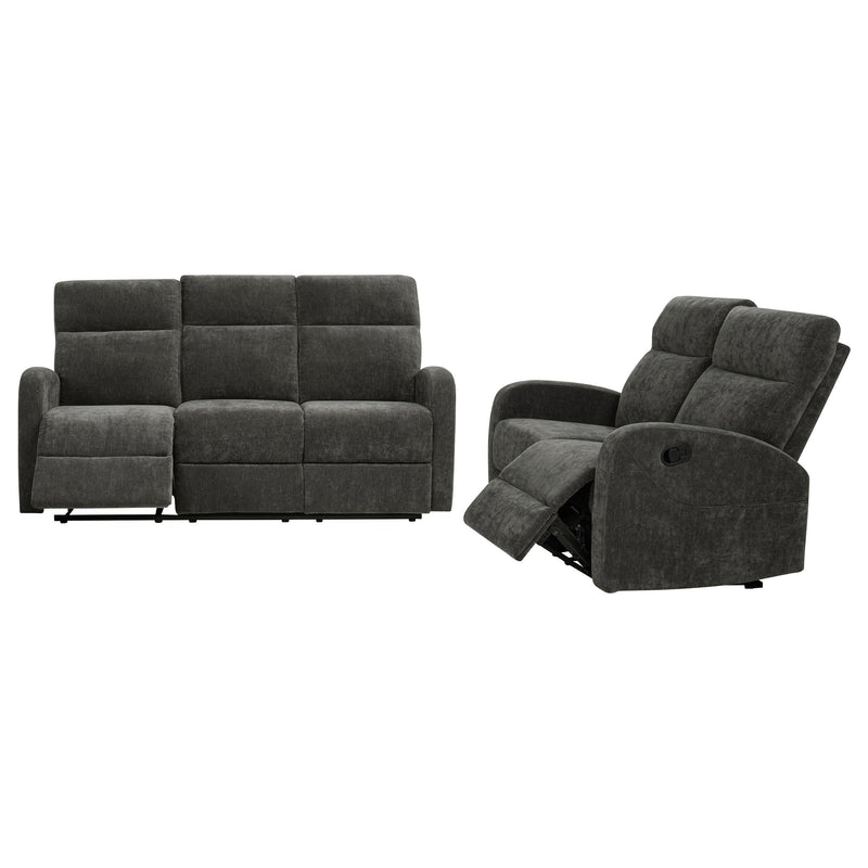 Hamilton 2-piece Chenille Manual Reclining Sofa Set Charcoal Grey - 603374-S2