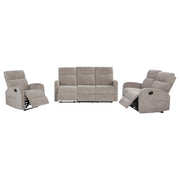 Hamilton 3-piece Chenille Manual Reclining Sofa Set Sand - 603371-S3