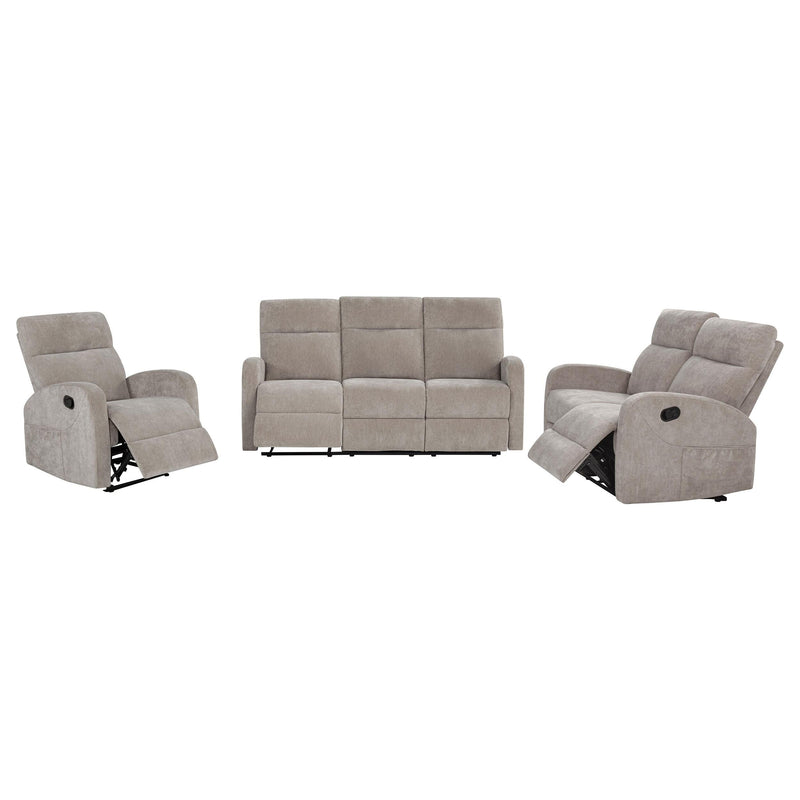 Hamilton 3-piece Chenille Manual Reclining Sofa Set Sand - 603371-S3