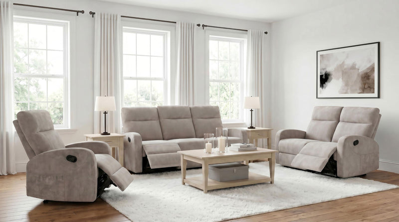 Hamilton Chenille Manual Reclining Sofa Sand - 603371
