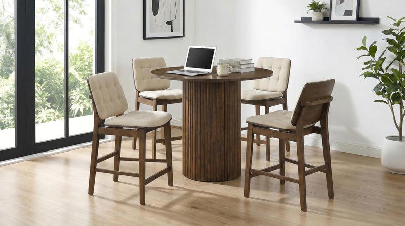 Hamlyn 43-inch Round Wood Counter Height Dining Table Walnut - 193938WAL