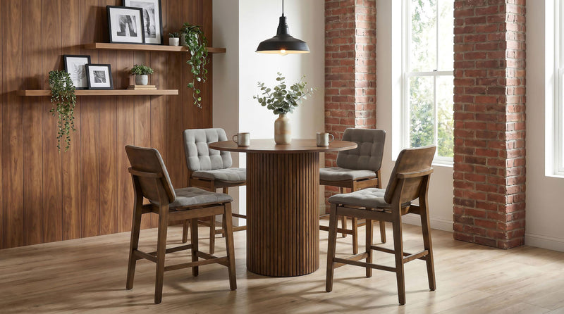 Hamlyn 43-inch Round Wood Counter Height Dining Table Walnut - 193938WAL