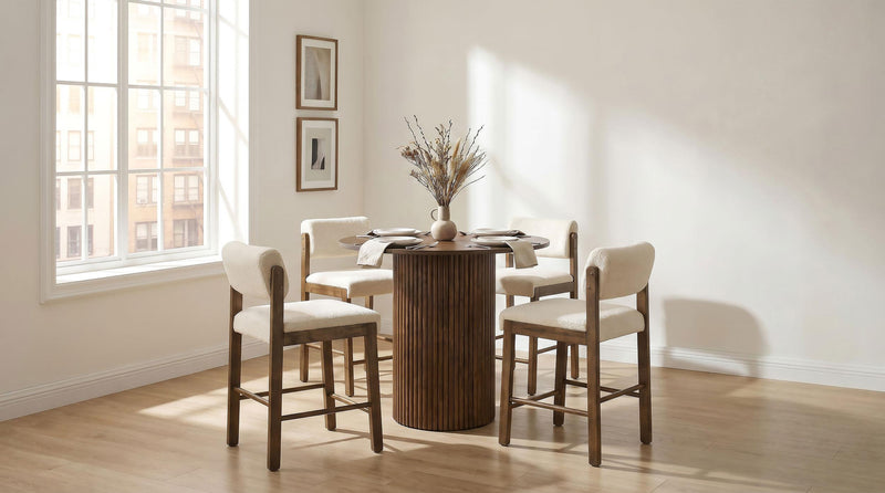 Hamlyn 43-inch Round Wood Counter Height Dining Table Walnut - 193938WAL