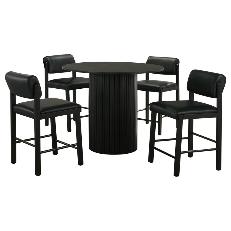 Hamlyn 5-piece Round Wood Counter Height Dining Set Black - 193938BLK-S5C
