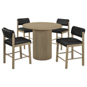 Hamlyn 5-piece Round Wood Counter Height Dining Set Black and Natural Oak - 193938NAT-S5C