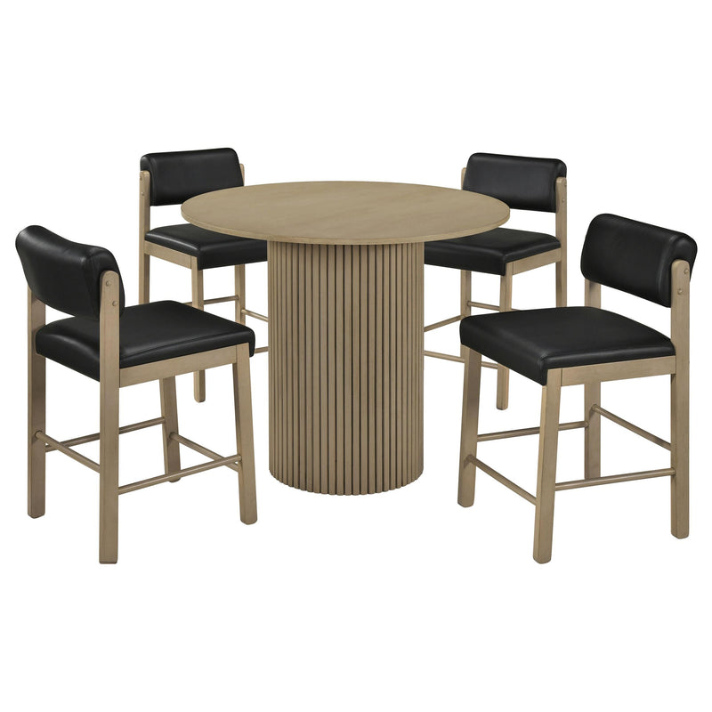 Hamlyn 5-piece Round Wood Counter Height Dining Set Black and Natural Oak - 193938NAT-S5C