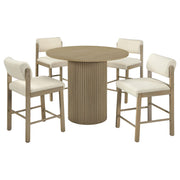 Hamlyn 5-piece Round Wood Counter Height Dining Set Cream and Natural Oak - 193938NAT-S5B