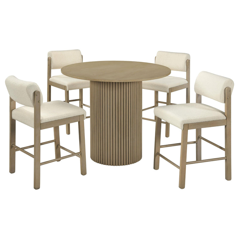 Hamlyn 5-piece Round Wood Counter Height Dining Set Cream and Natural Oak - 193938NAT-S5B