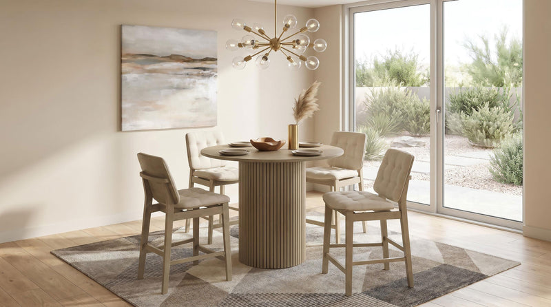 Hamlyn 5-piece Round Wood Counter Height Dining Set Cream and Natural Oak - 193938NAT-S5D