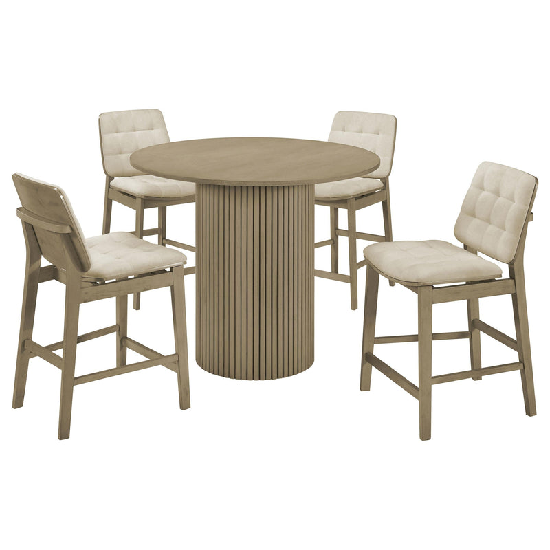 Hamlyn 5-piece Round Wood Counter Height Dining Set Cream and Natural Oak - 193938NAT-S5D