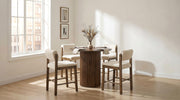 Hamlyn 5-piece Round Wood Counter Height Dining Set Cream and Walnut - 193938WAL-S5B