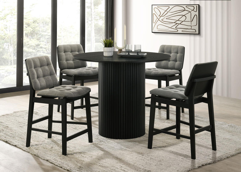 Hamlyn 5-piece Round Wood Counter Height Dining Set Grey and Black - 193938BLK-S5E